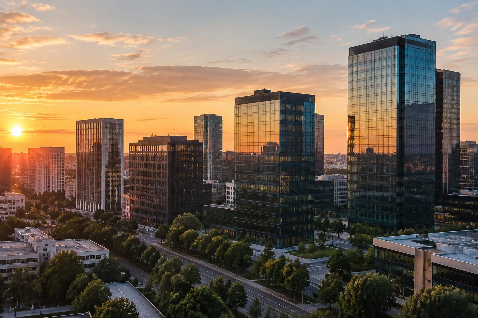 Skyline del distretto degli affari di Bucarest